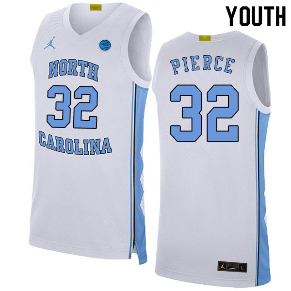 2020 Youth #32 Justin Pierce North Carolina Tar Heels College Basketball Jerseys Sale-White - Click Image to Close